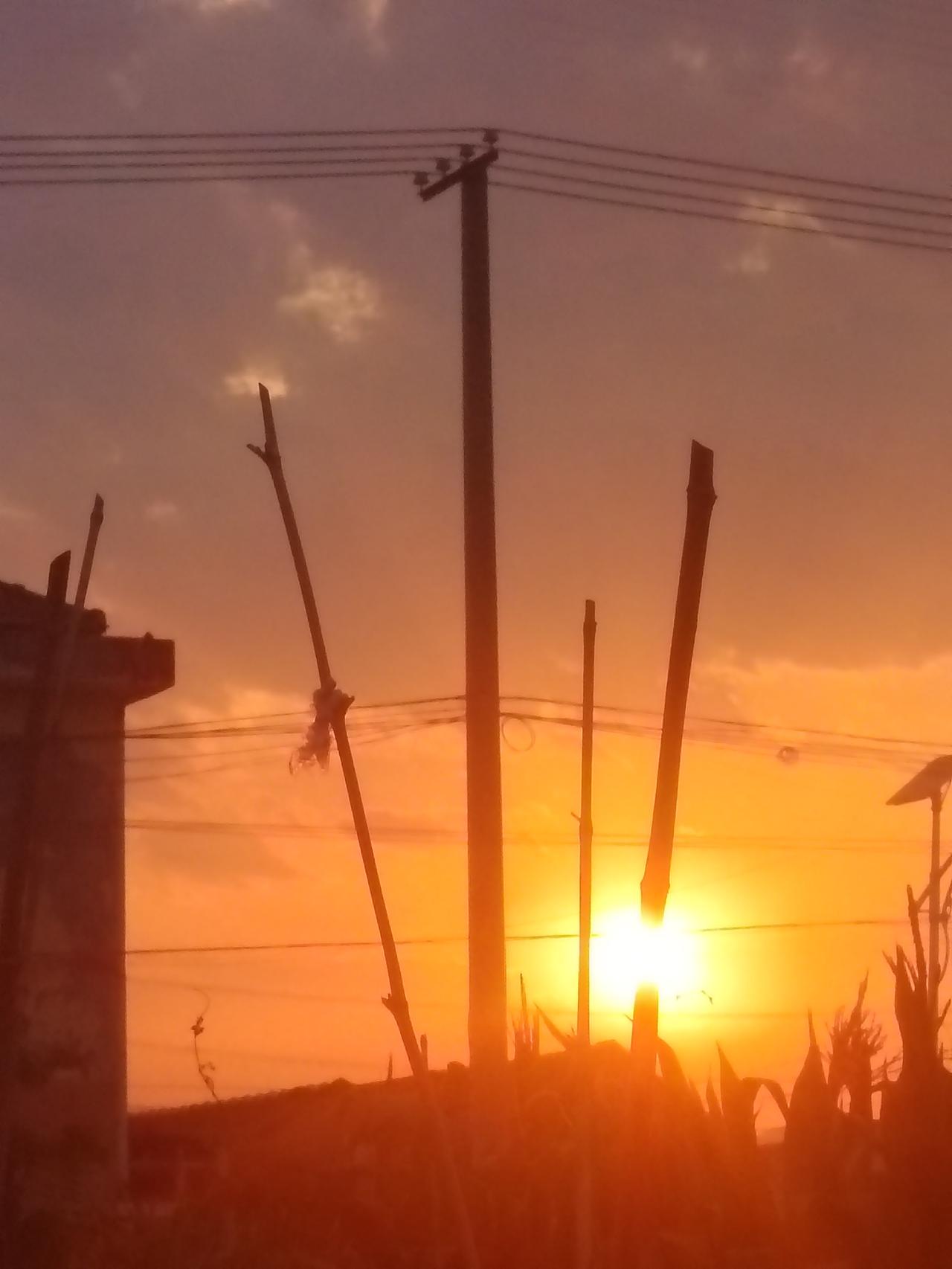 我随手拍过好多夕阳西下的美景。有次在海边，那夕阳就像个大火球，慢慢往海平面下沉，