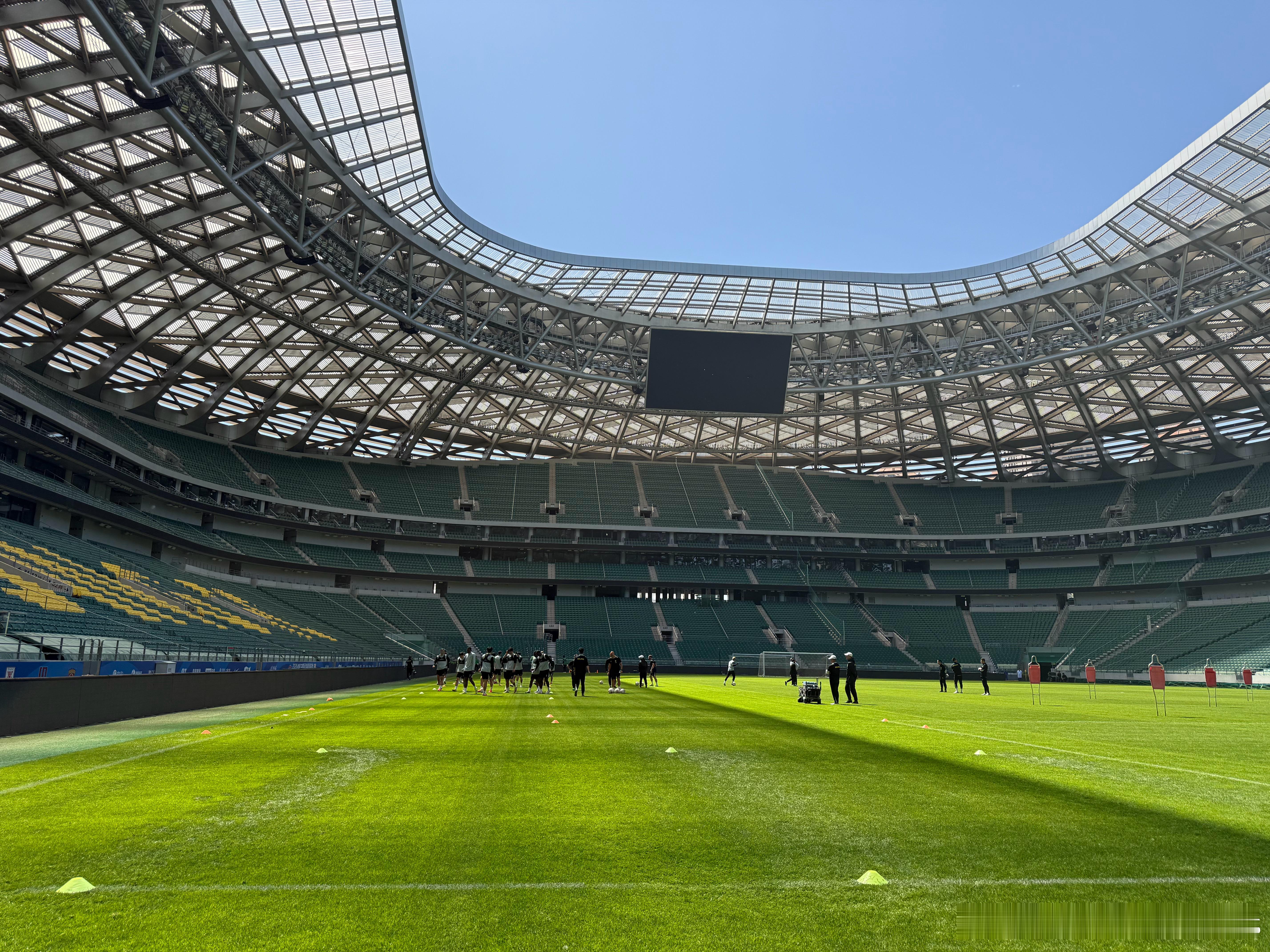 另外朋友们，今天工体的草真的挺棒的。球队场边激活练冲刺跑的时候，踩那么狠，草也没