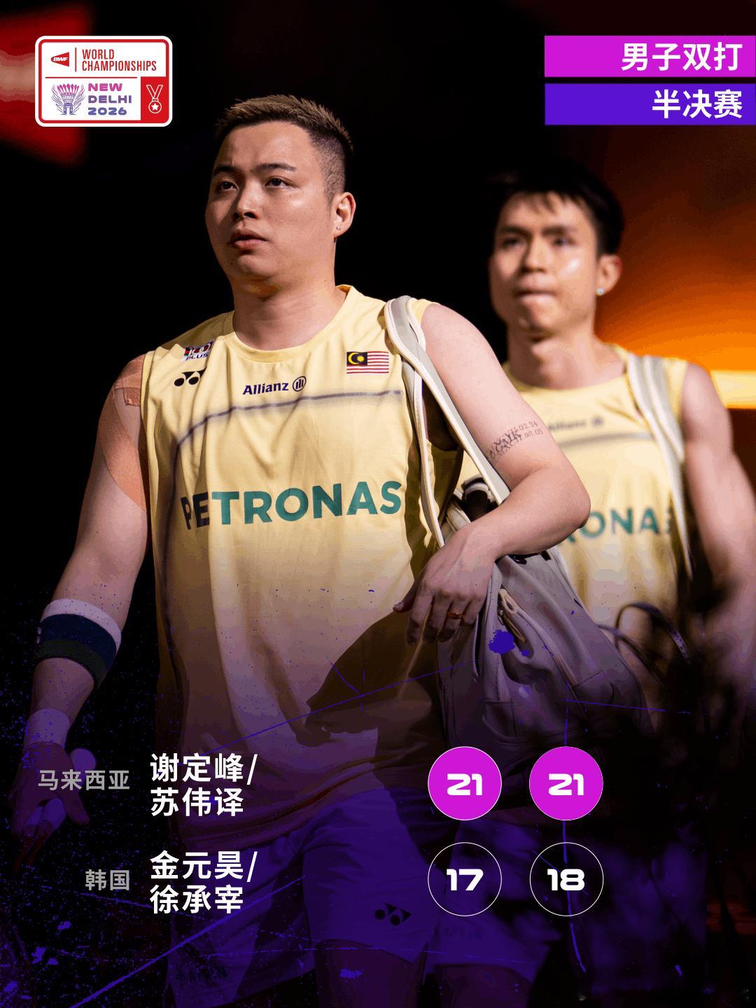 2026年羽毛球世锦赛 半决赛赛况🔥谢定峰/苏伟译2-0金元昊/徐承宰谢苏组合