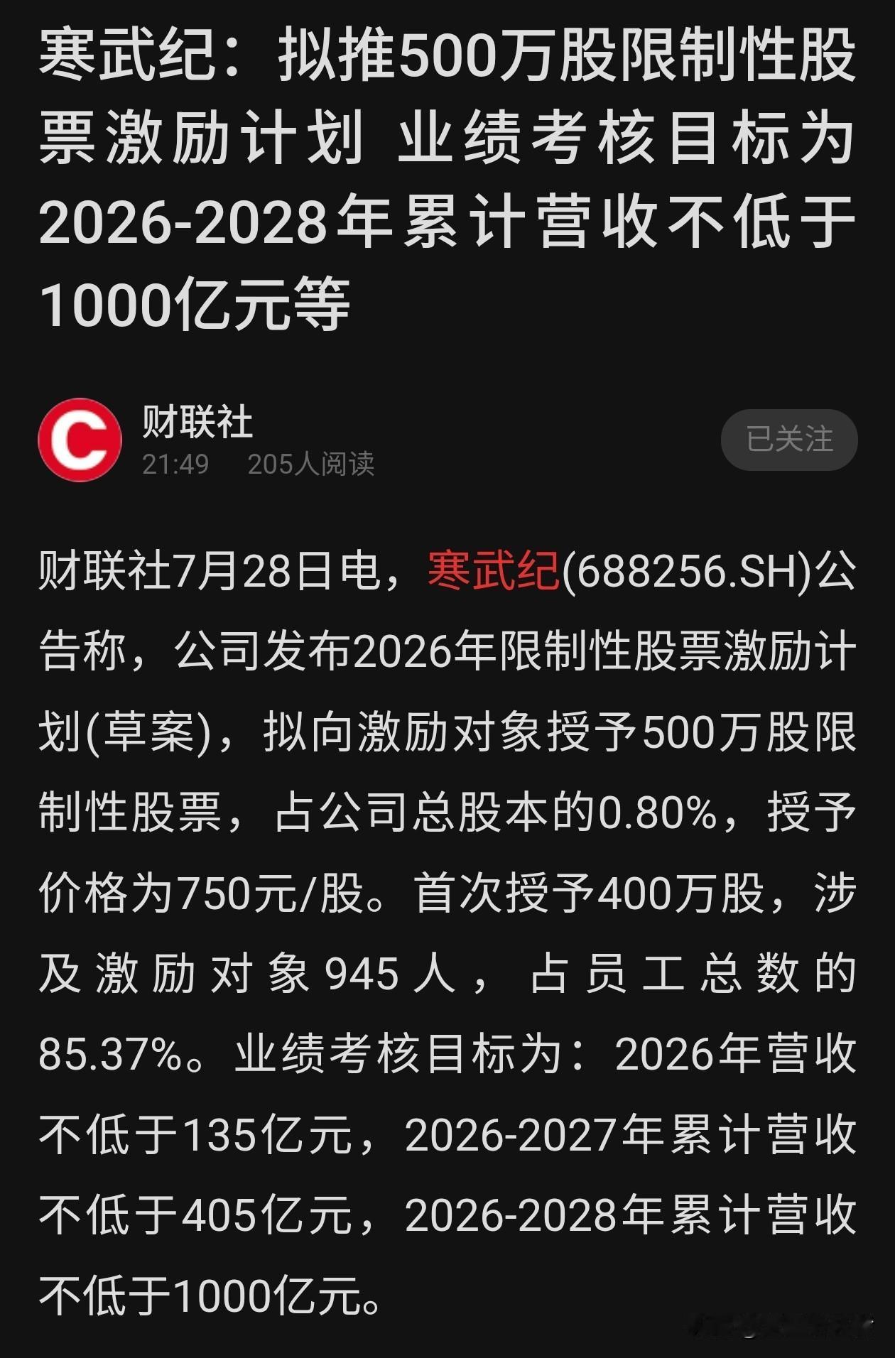 定下三年千亿营收军令状！寒武纪大手笔股权激励绑定全体员工冲刺业绩
 
AI芯片龙