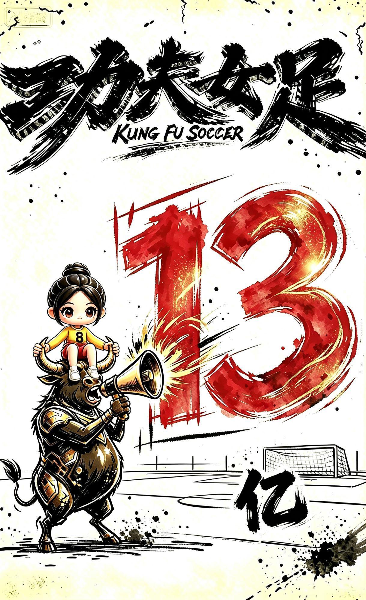 迪丽热巴主演的《功夫女足》大概很快破13亿了，我先把海报发了，估计明天又得增加2