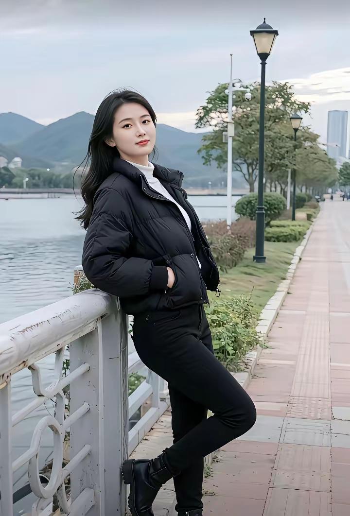 黑色羽绒服搭配牛仔裤，简约又保暖，完美应对寒冬！