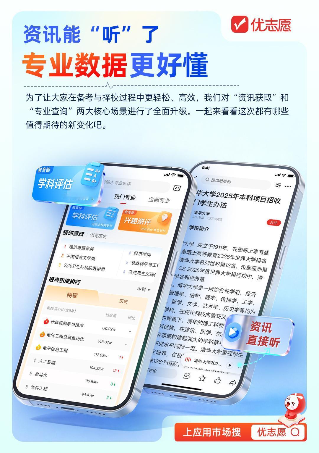 🚀优志愿新版本抢先看🚀

📝资讯详情页、院校简章能“听”了
彻底解放你的双