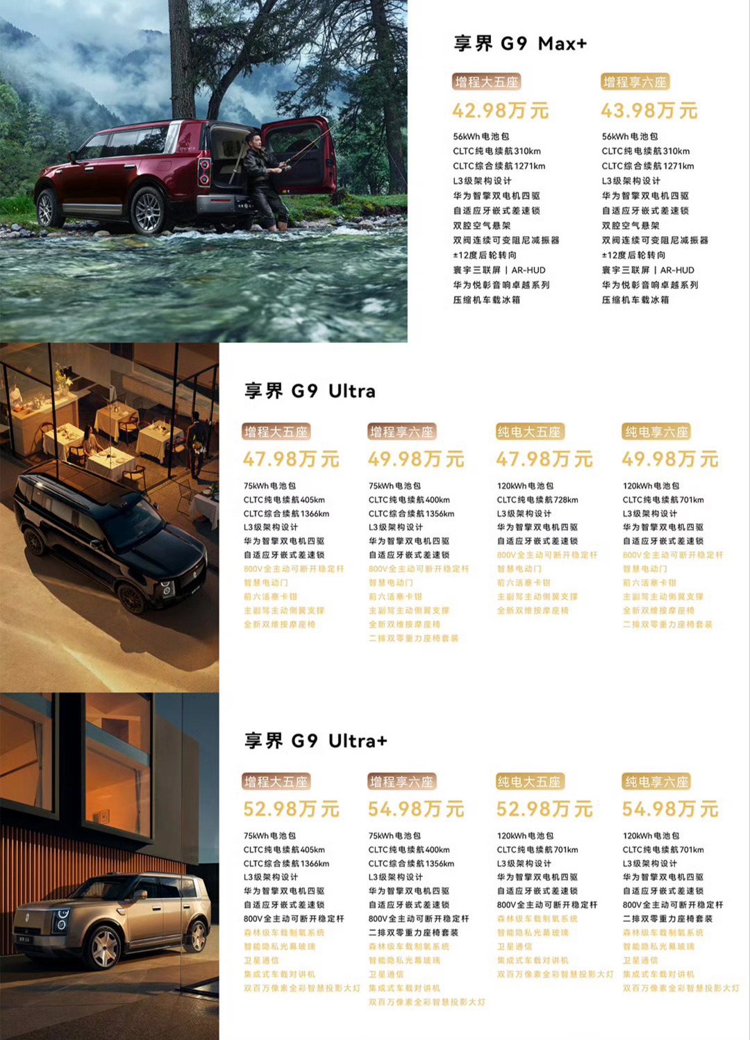 享界G9价格公布，42.98-54.98万元 