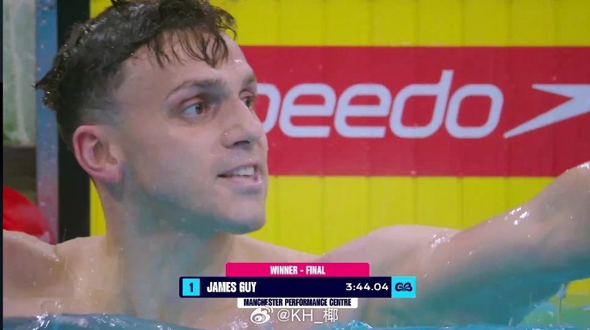 英国游泳锦标赛 男400自决赛James Guy 3:44.04这是他16年之后