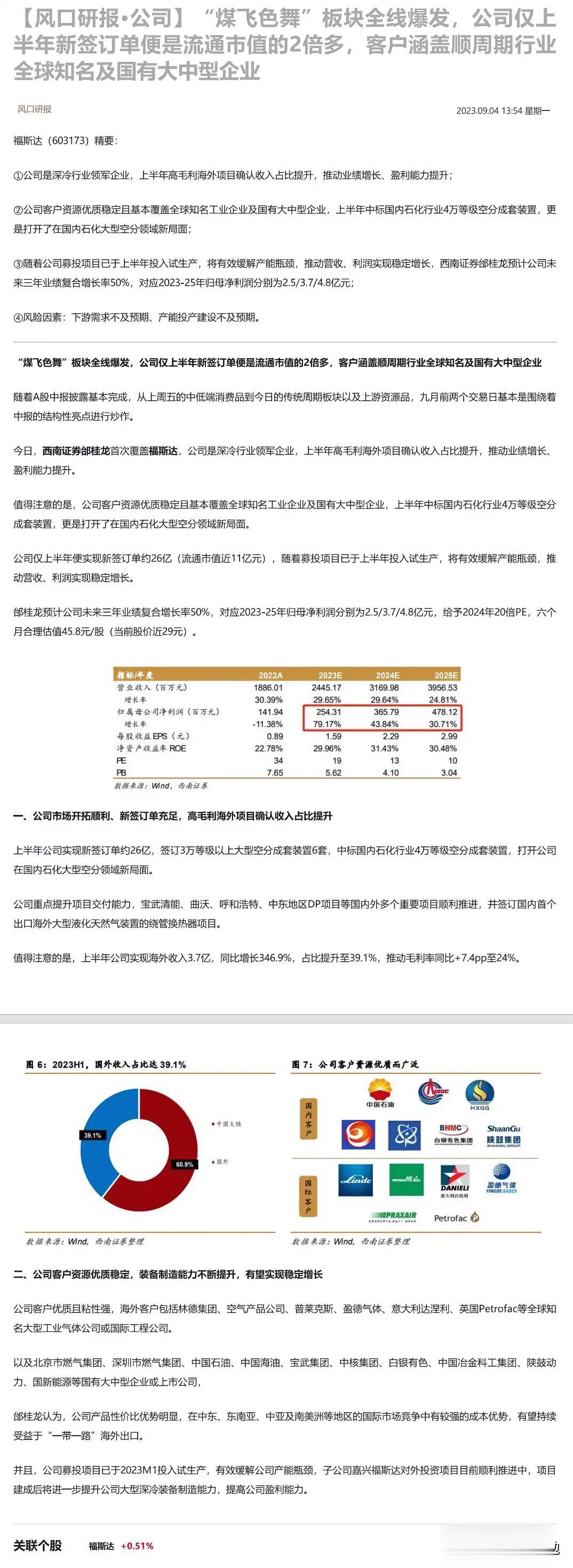 “煤飞色舞”板块全线爆发，公司仅上半年新签订单便是流通市值的2倍多，客户涵盖顺周