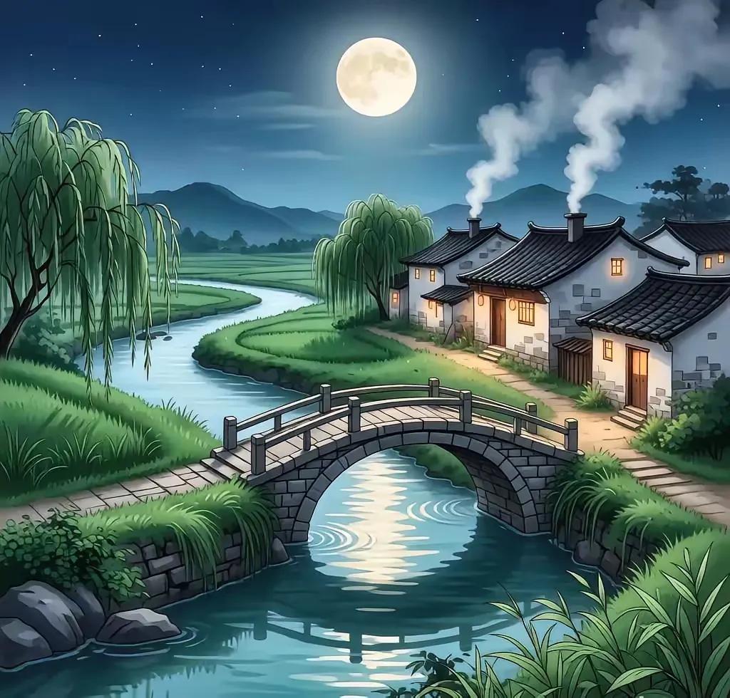 松风吹草舍，
竹露湿柴门。
横批：《松风与竹露》