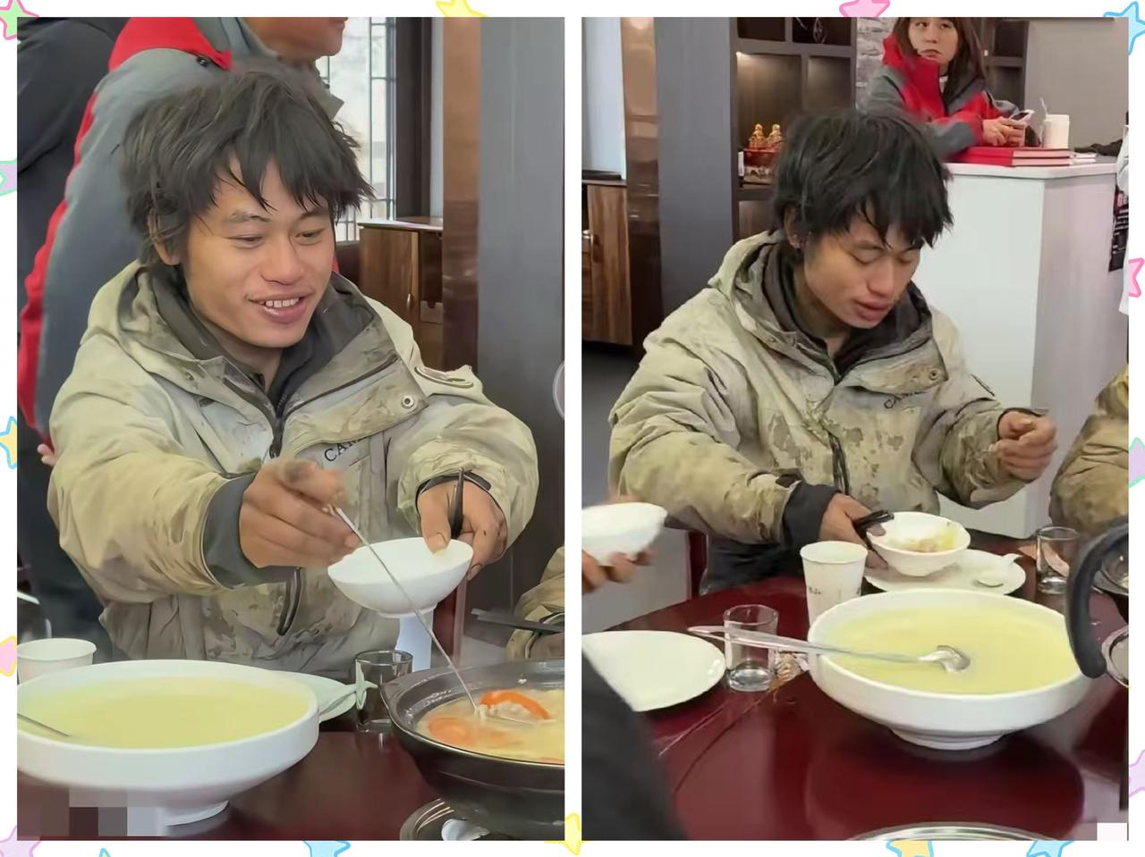 简直笑不活了！
荒野求生剩余14人全部进入决赛，主办方直接安排胡吃海塞大餐！
