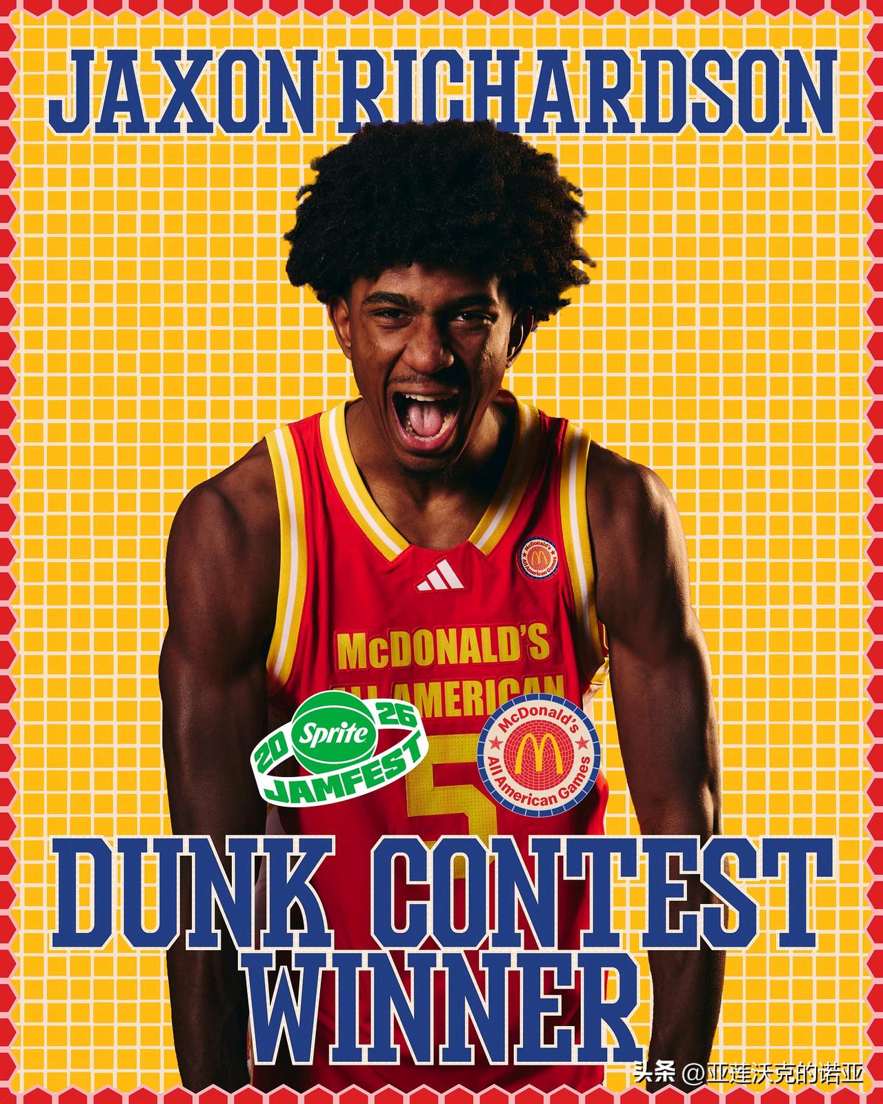 阿拉巴马Jaxon Richardson是麦当劳全明星赛扣篮大赛冠军，迈阿密Ca