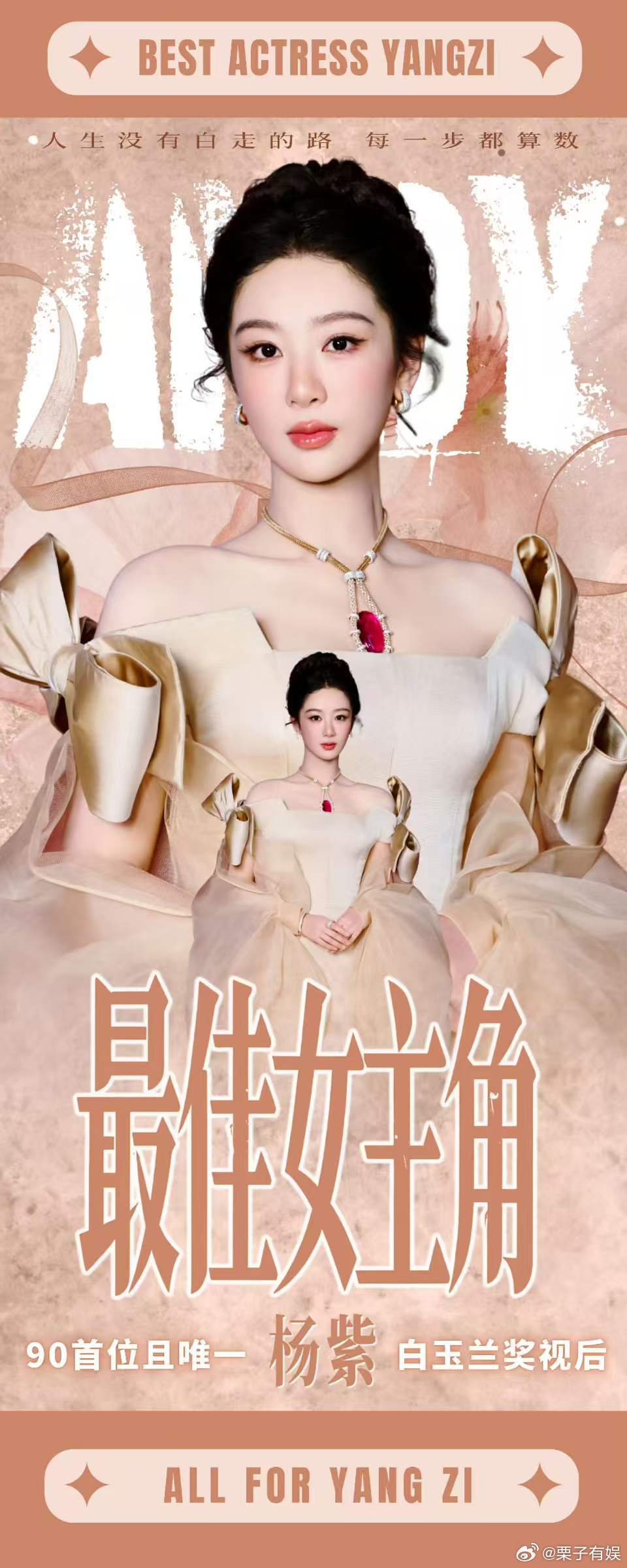 粉丝做的杨紫白玉兰视后易拉宝粉丝给杨紫做的视后易拉宝粉丝做的杨紫白玉兰视后易拉宝