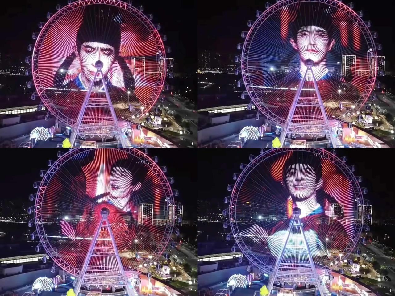 继吾悦广场之后，

兰州万达摩天轮也在释放浪漫，

近日，在摩天轮的投影中呈现出