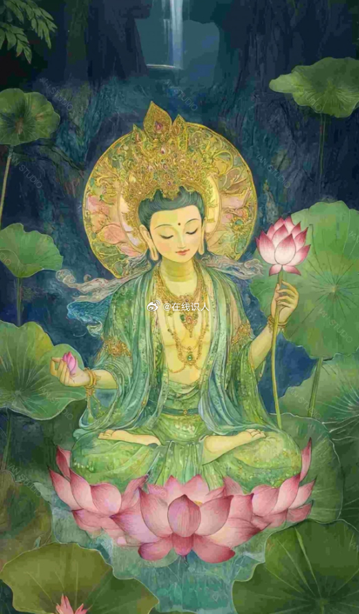 绿度母菩萨是所有女生的护法神。甲午月多祈祷绿度母菩萨保佑🙏🙏🙏；菩萨接下来