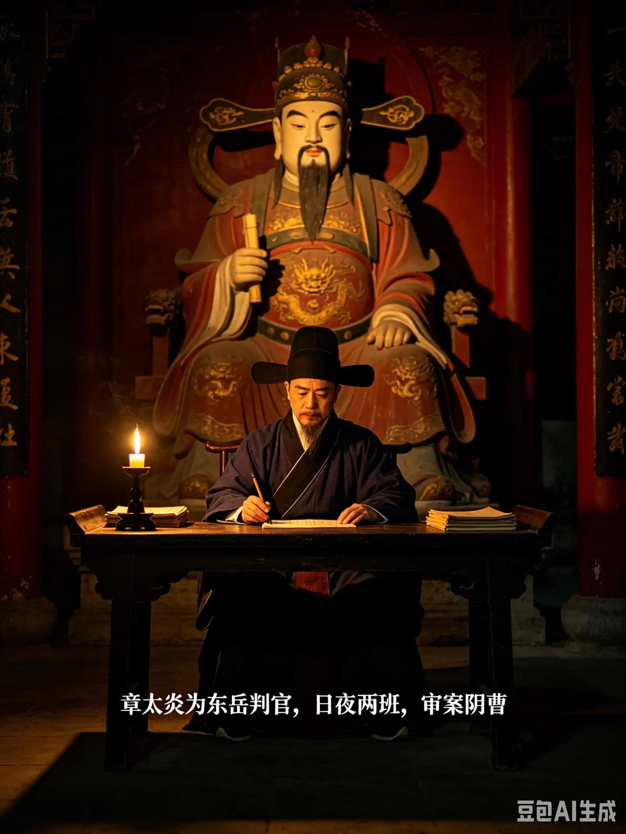 章太炎在当判官时在地府见到韩愈的故事。从前章太炎居士曾经做过东岳大帝的判官，这是