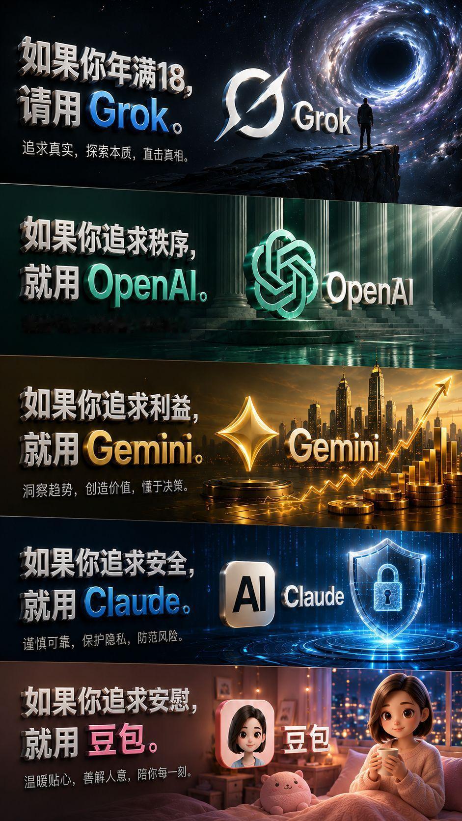不同需求，就得用不同AI，它们各有所长。在云计算领域，AI与云服务深度融合，像2