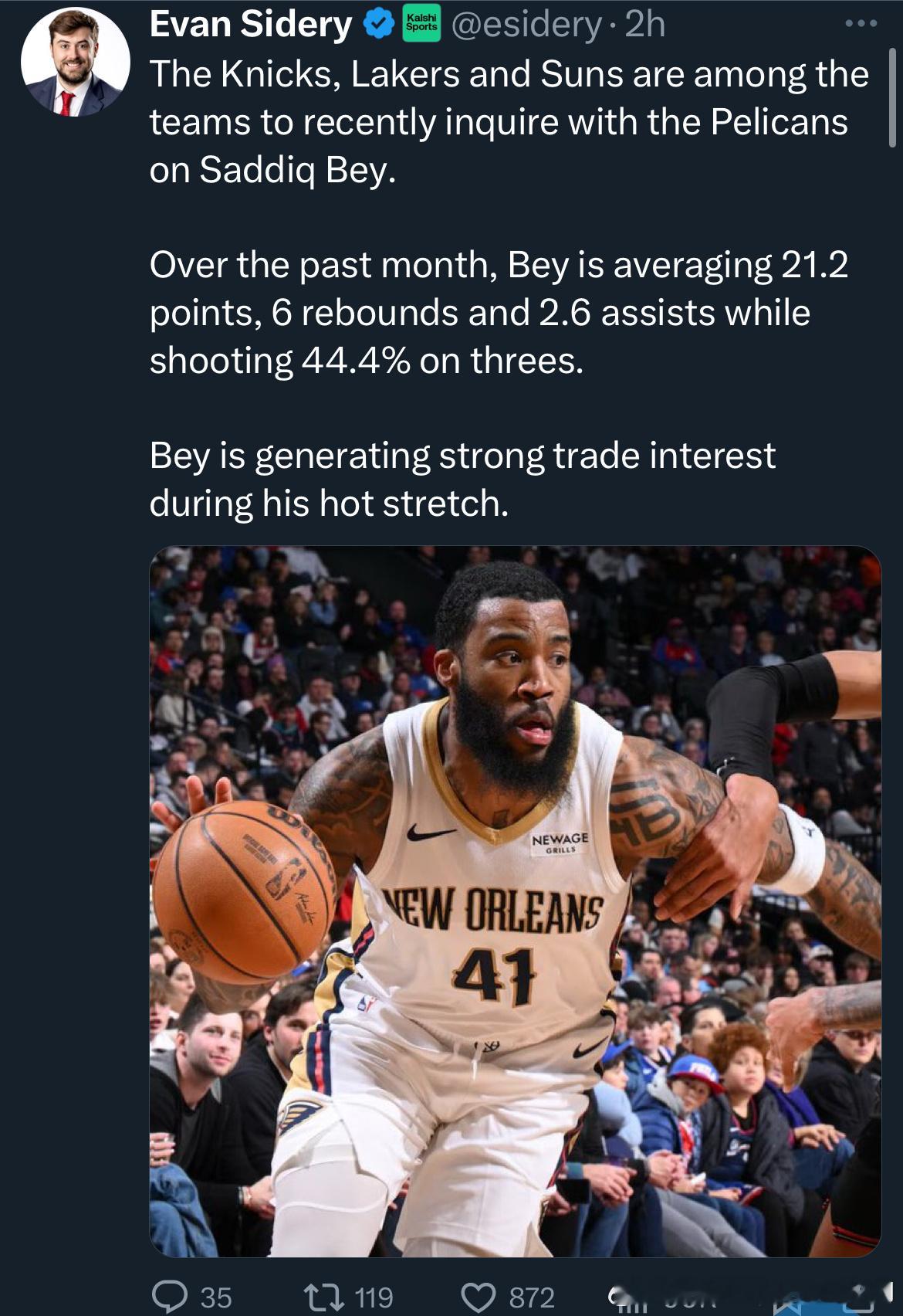 狼队有意迪林汉姆 去换公牛怀特（说火箭可能搭首轮换怀特的也是这个记者，这么快又换