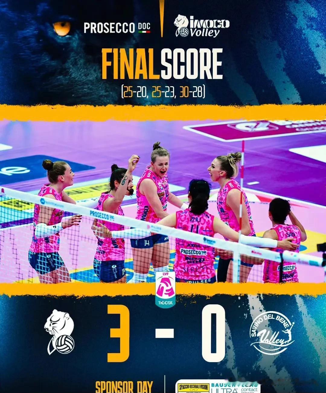 2024-2025赛季意甲女排联赛常规赛第六轮，科内利亚诺3-0斯坎迪奇(25-