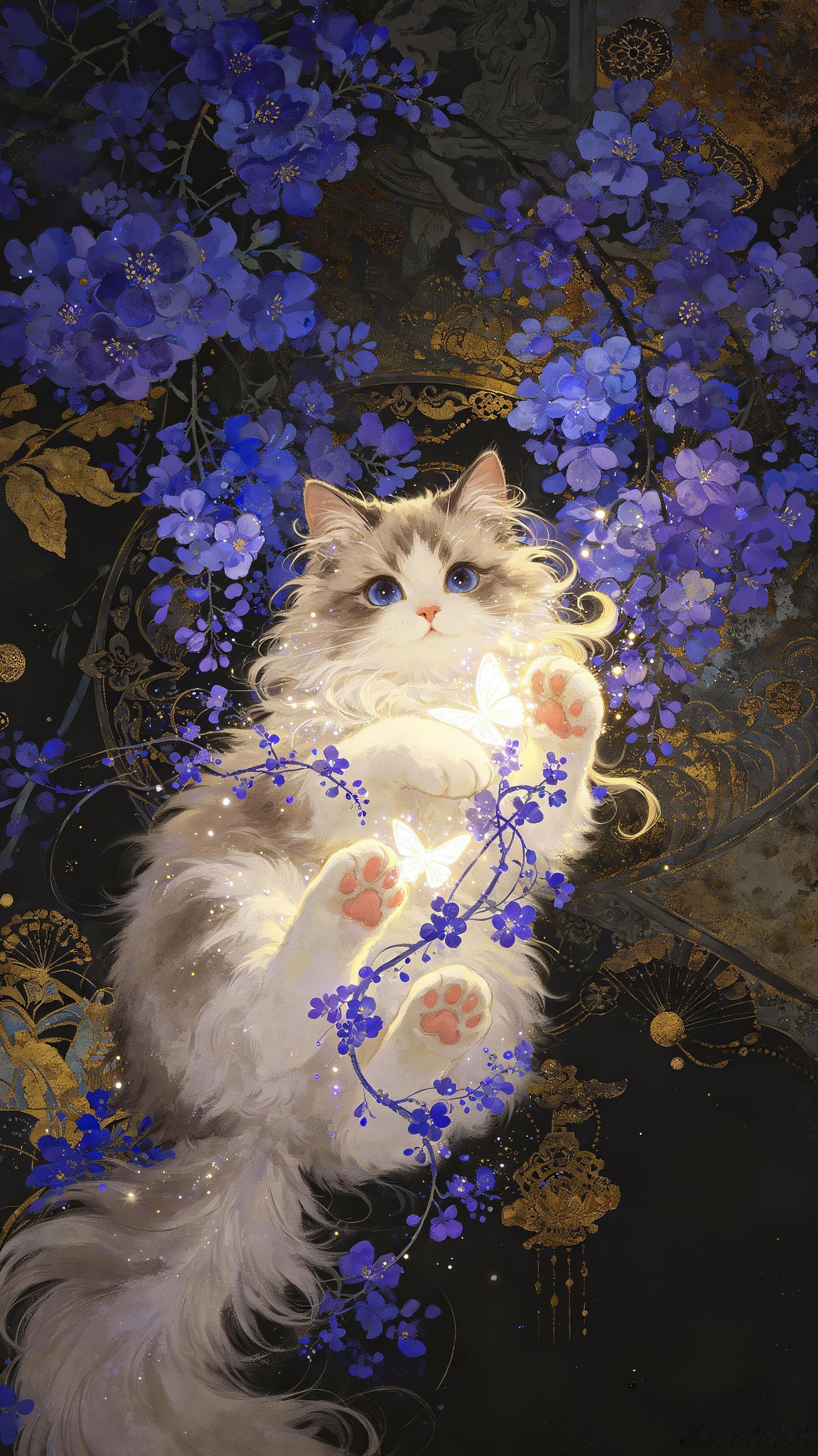 谁家小猫手捧灯啊 电影质感壁纸｜杂志壁纸｜治愈系壁纸｜蓝色壁纸｜ 壁纸 ｜每一帧