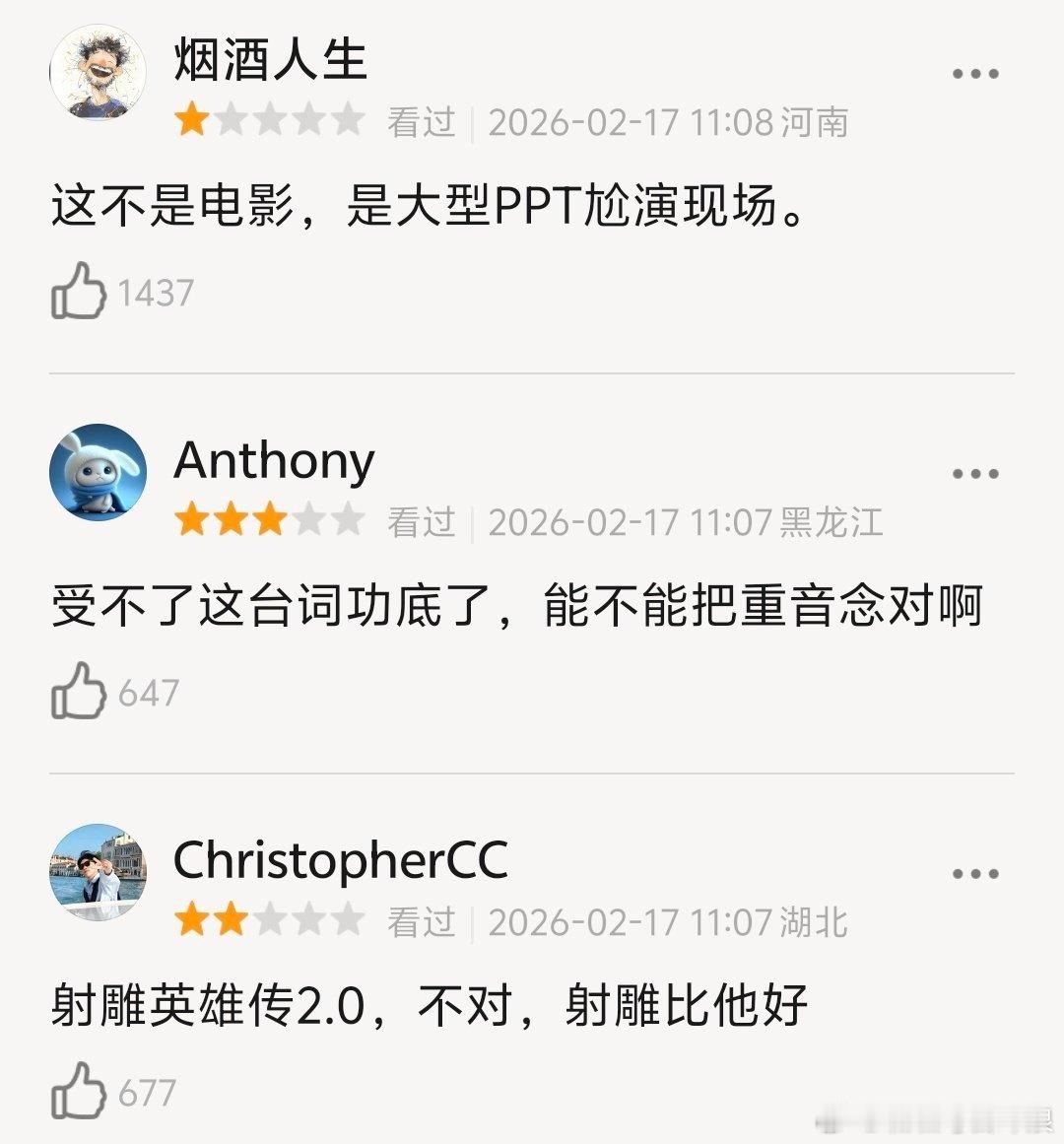 镖人第一波反馈不太好啊，db综合都是低⭐️评价，更有路人评价这不是电影，是大型p