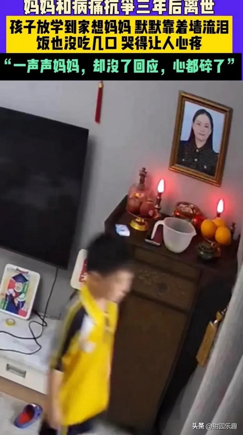 一位母亲与癌症顽强抗争三年后，还是无奈地离开了人世。8 岁的儿子放学回家，一声声
