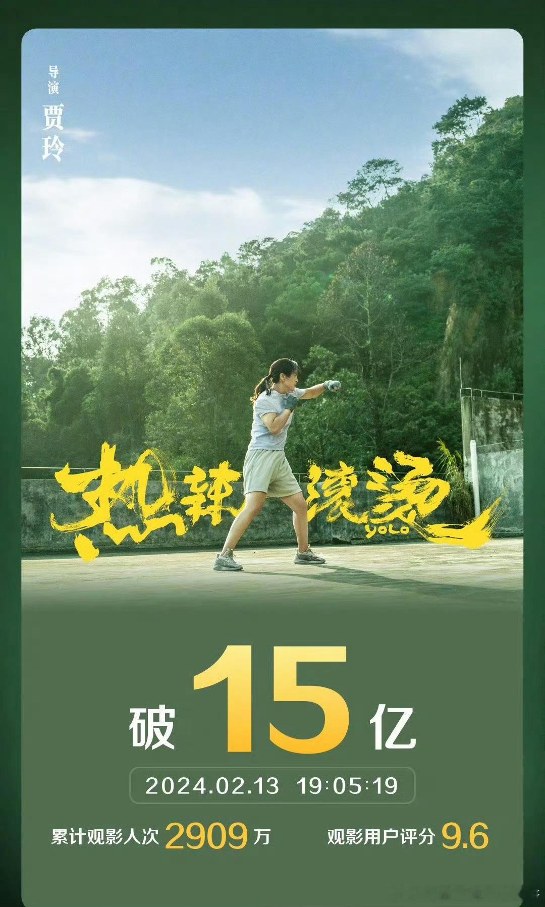贾玲、雷佳音、张小斐、杨紫《热辣滚烫》票房破15亿，真快啊 ​​​