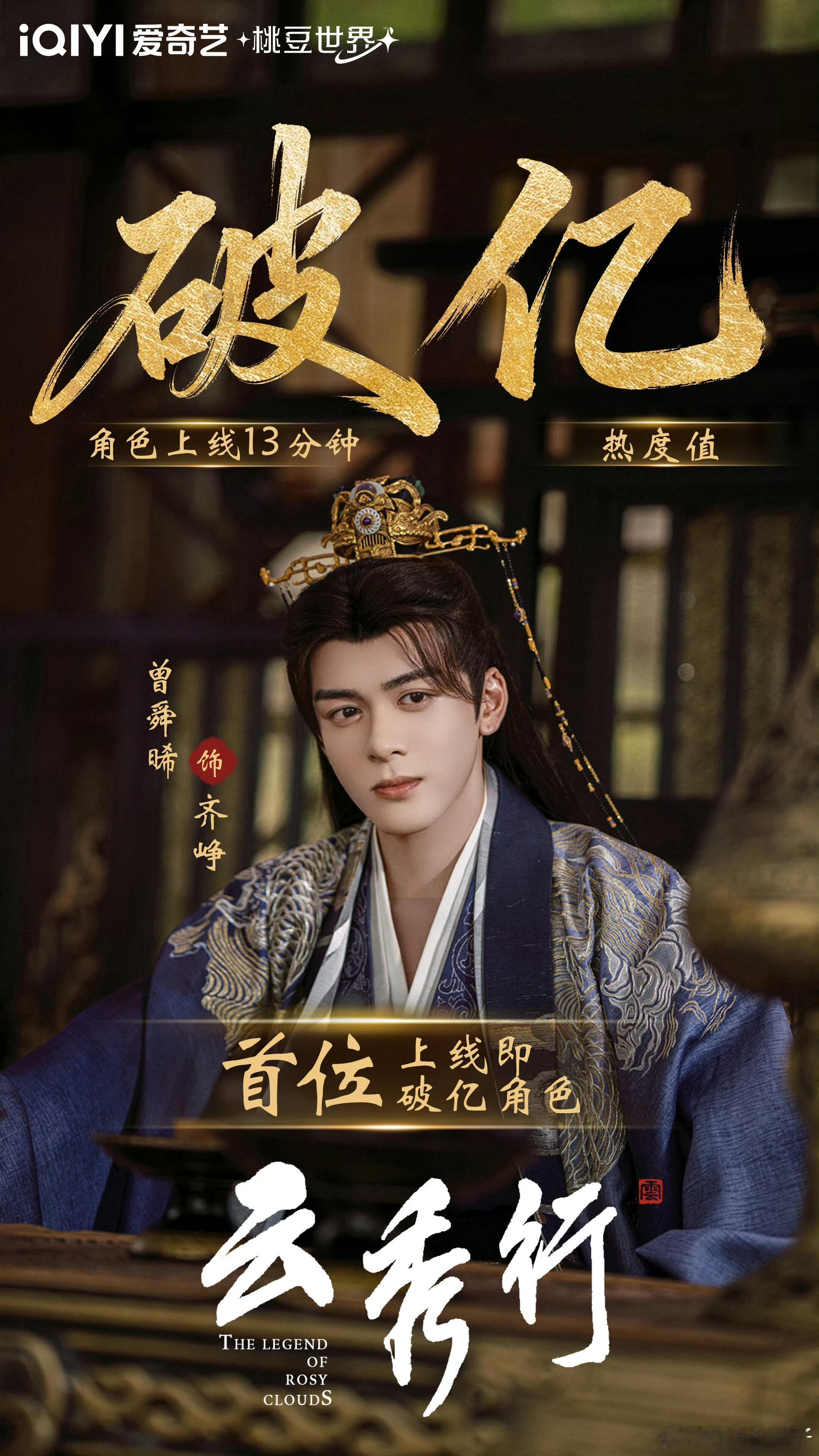 恭喜曾舜晞齐峥是爱奇艺史上【首位】站内热度上线即破亿的角色（不限男女） 恭喜曾舜