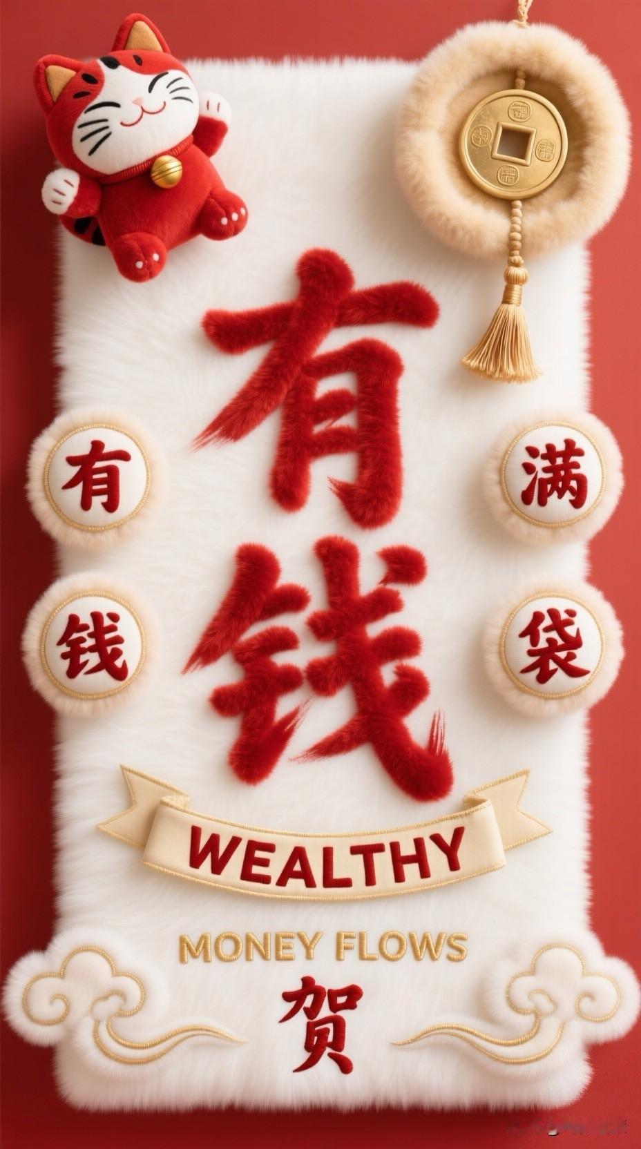 海报以大红色打底，金色装饰夺目，预示来年红红火火。新的一年，盼大家顺风顺水、一路