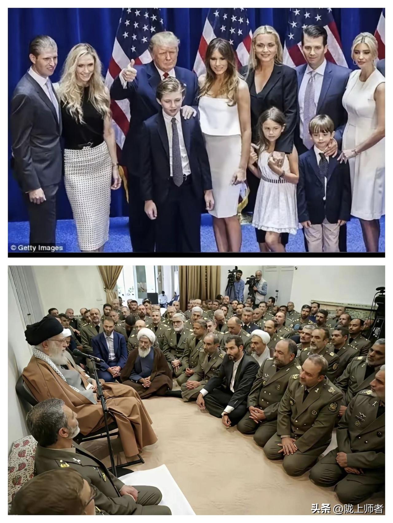 特朗普和他的家人们，哈梅内伊和他的高官们！特朗普为“民主”，哈梅内伊为“信仰”！