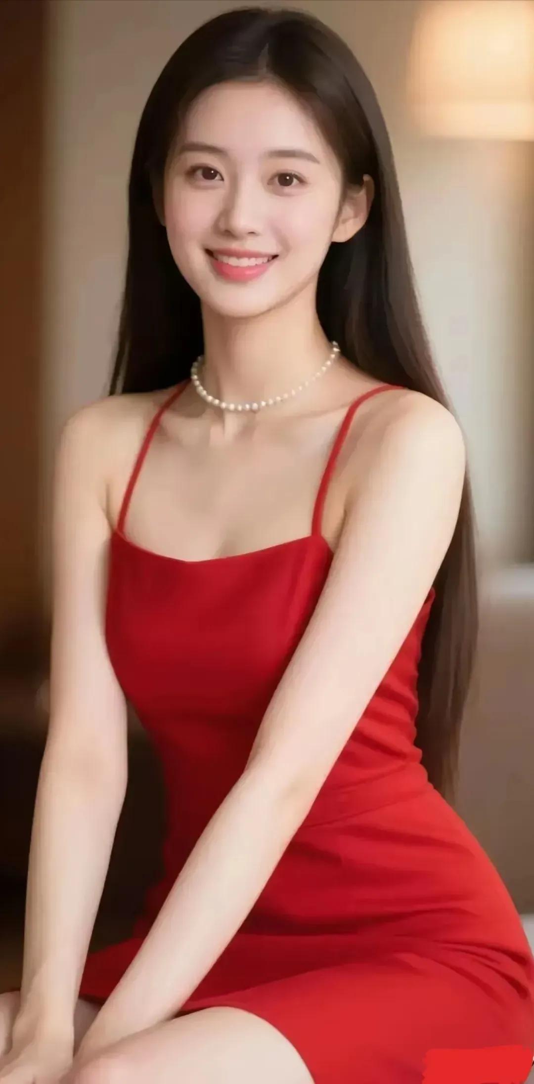 红衣美人坐，笑语如花绽。