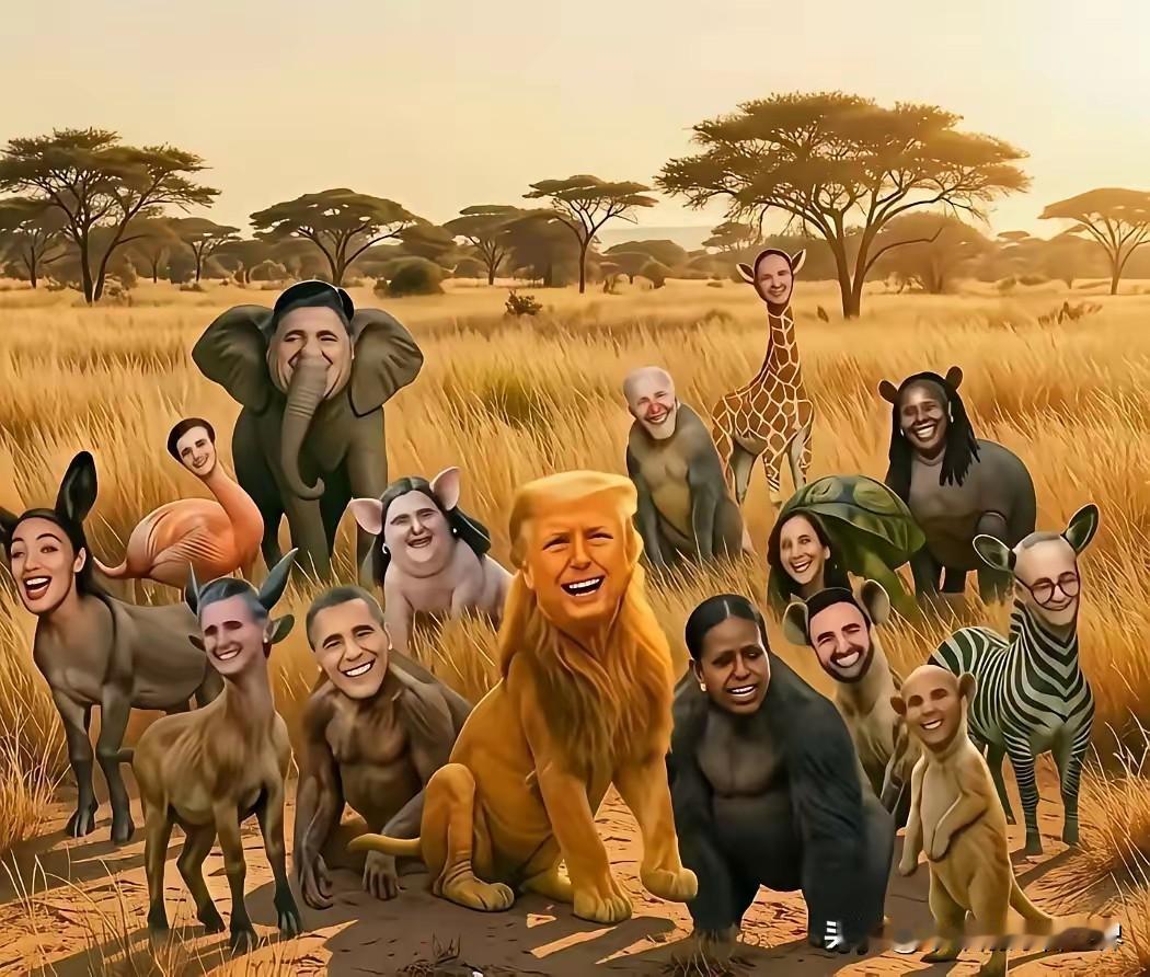 ＃晒图笔记大赛＃这是一幅极具讽刺张力的超现实主义政治寓言画，通过野生动物原始生命