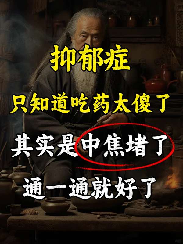 抑郁症只知道吃薬太傻了其实是中焦堵了通一通就好了 . 抑郁症，本质上就...