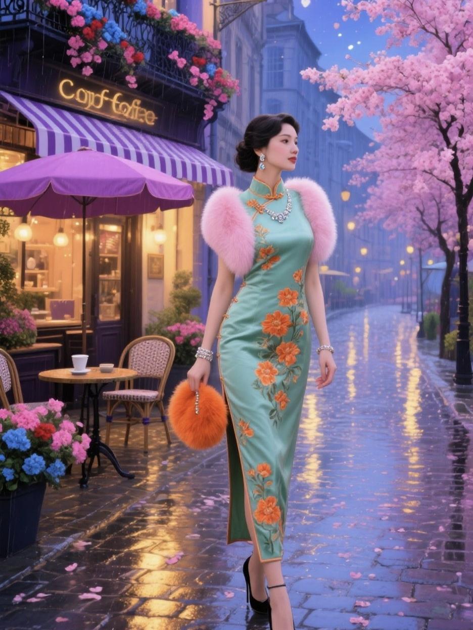 《慢下来，穿一次旗袍》
 
慢下来
把匆忙的脚步轻轻收起
让时光顺着丝线
一寸寸