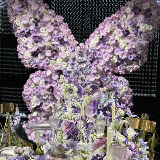 轻奢紫色蝴蝶花架高端紫色布置花艺