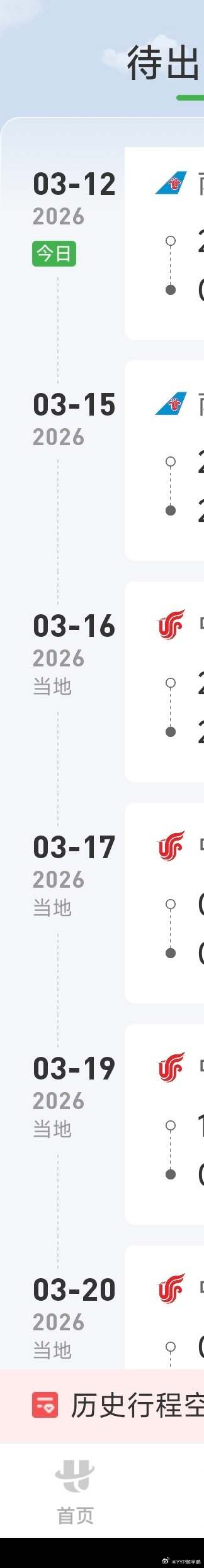 接下来一周的飞行计划