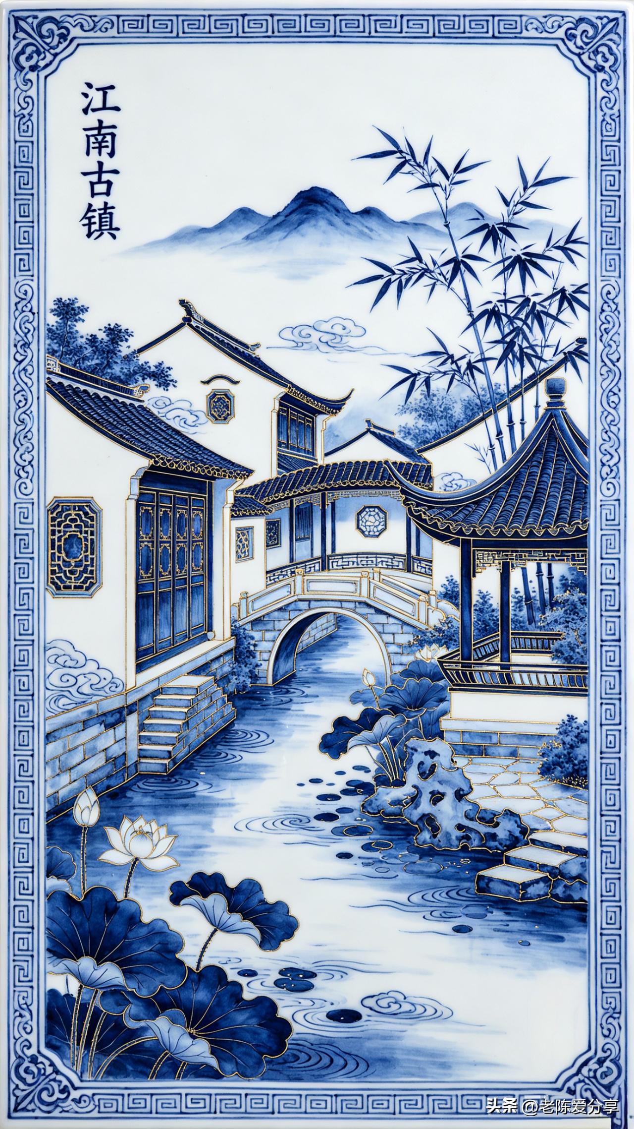 鹧鸪天·江南古镇

白瓦青砖映碧流，拱桥横跨水悠悠。
风摇翠竹千竿绿，雨打新荷万