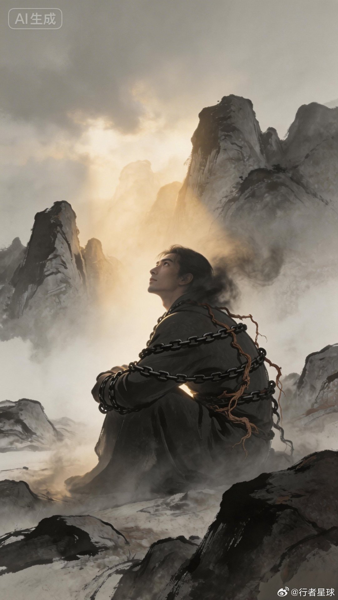 躲天意，避因果，诸般枷锁困真我。顺天意，承因果，今日方知我是我。一朝悟道见真我，