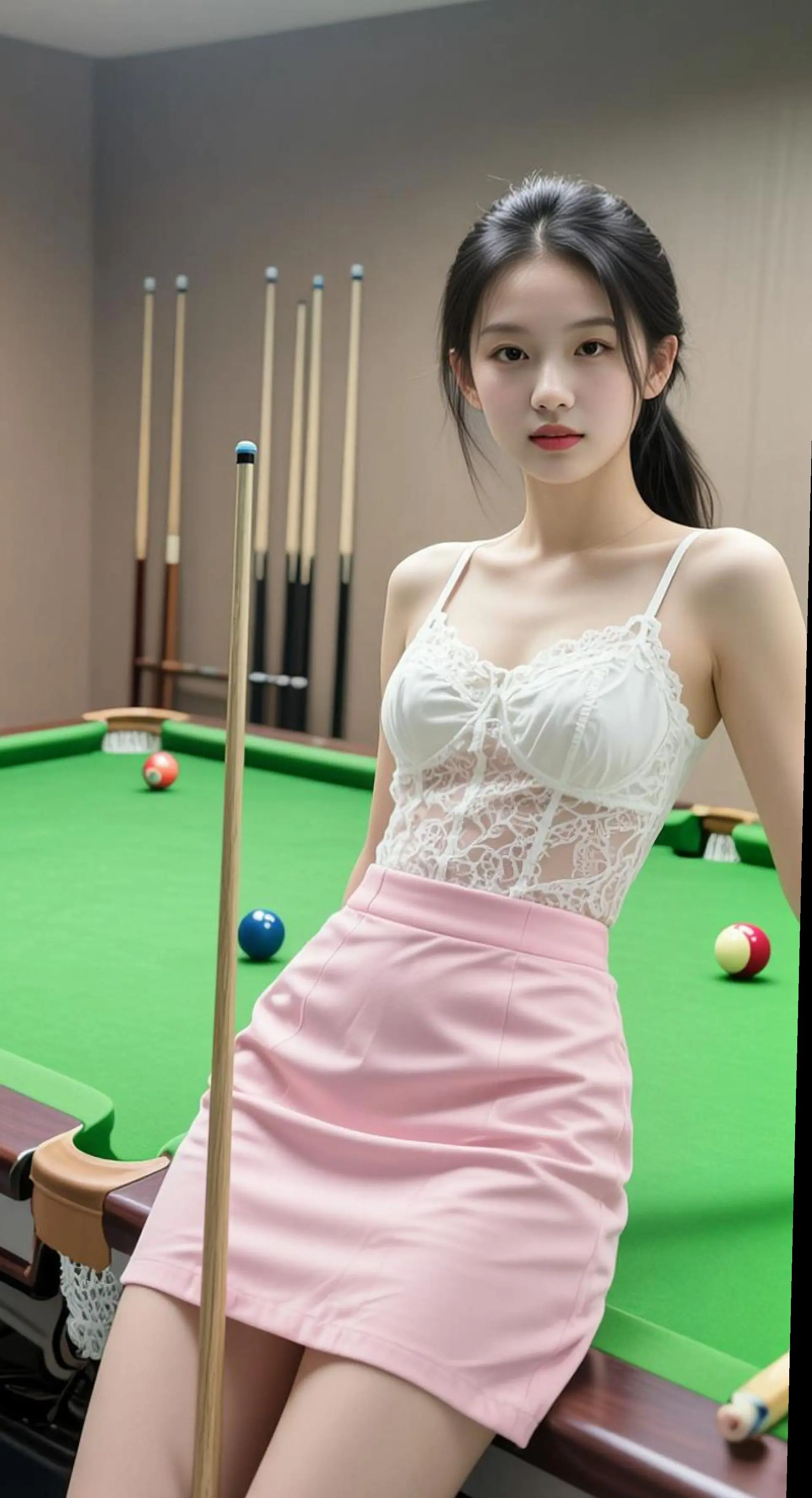 AI台球室写真 ai创作