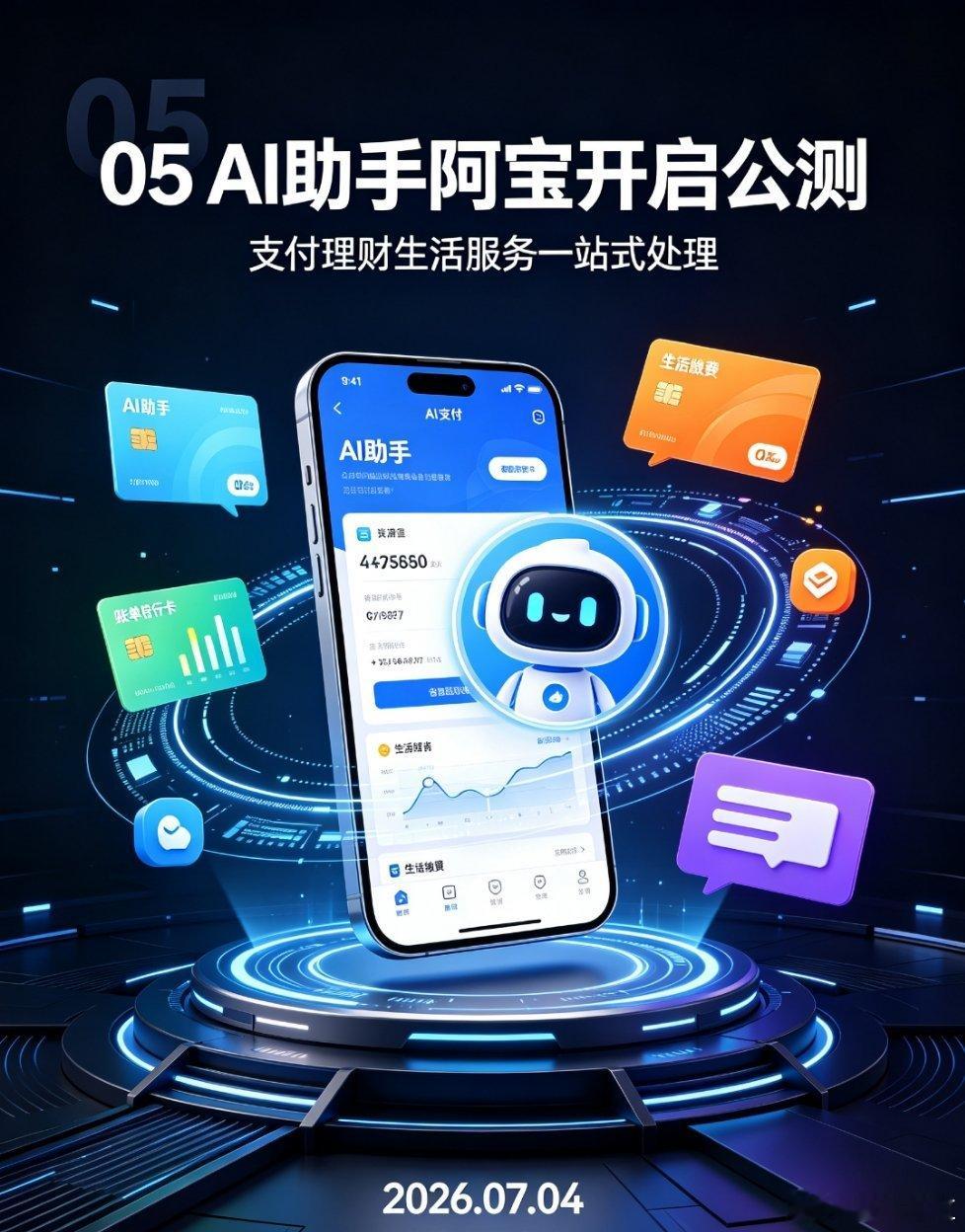 支付宝今天正式官宣，自研AI助手“阿宝”开启全平台免费公测，所有普通用户不用申请