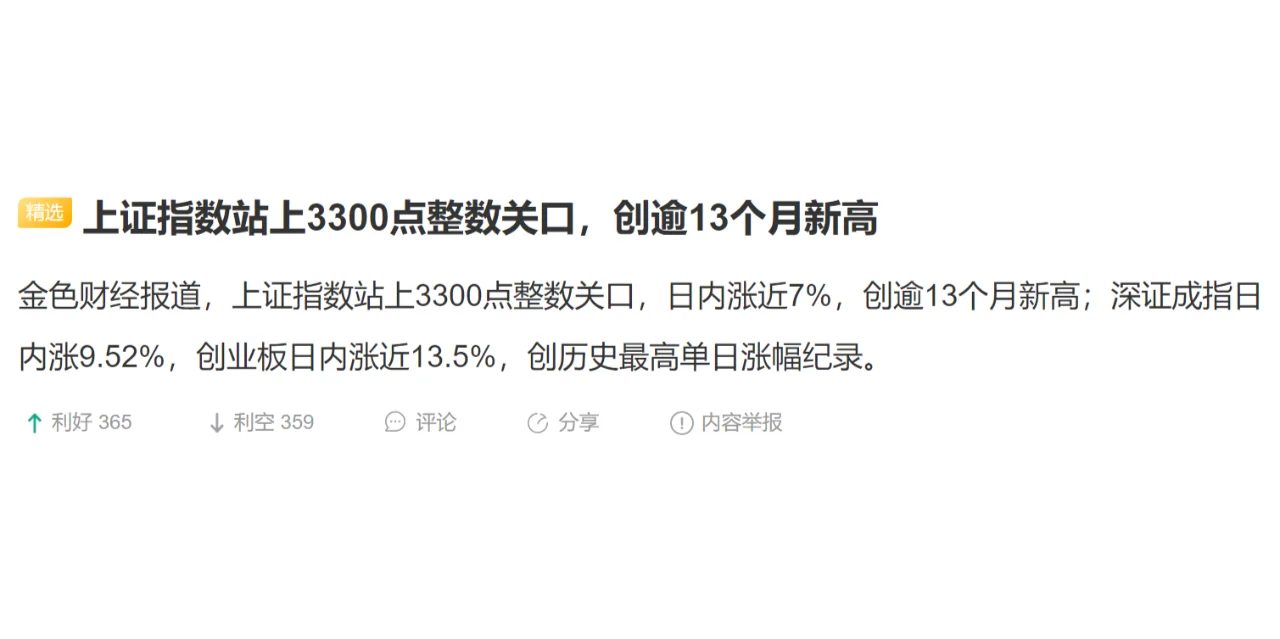 上证指数站上3300点整数关口，创逾13个月新高