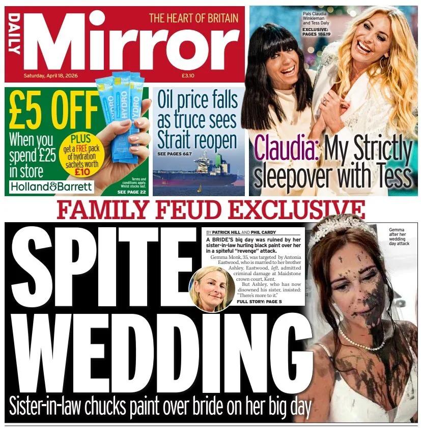 《每日镜报》报道了一场婚礼因所谓的“恶意报复袭击”而失败的故事。
一位英国新娘的