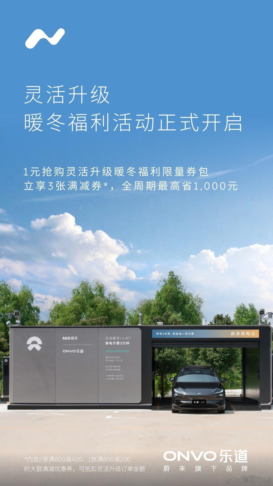 🔥1 元抢价值1000 元乐道灵活升级暖冬福利券！双旦 + 春节长假要自驾？续