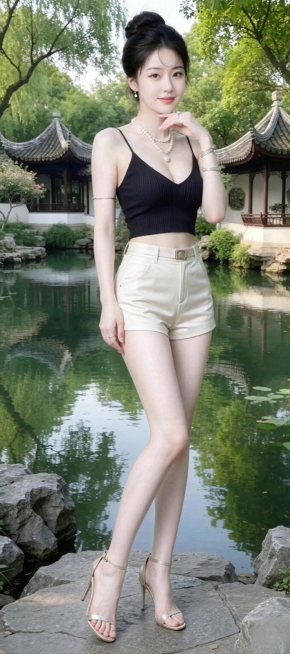 穿得这么美，来公园拍照啦！公园美女写真照 唯美照，漂亮。