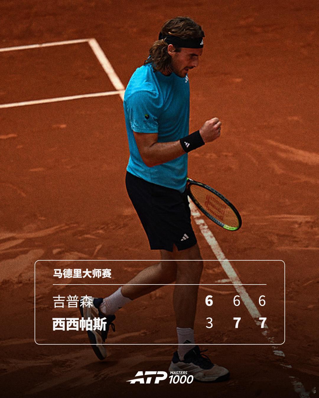西西帕斯苦战过关💦ATP1000 马德里大师赛首轮，西西帕斯距离输球一度只差两