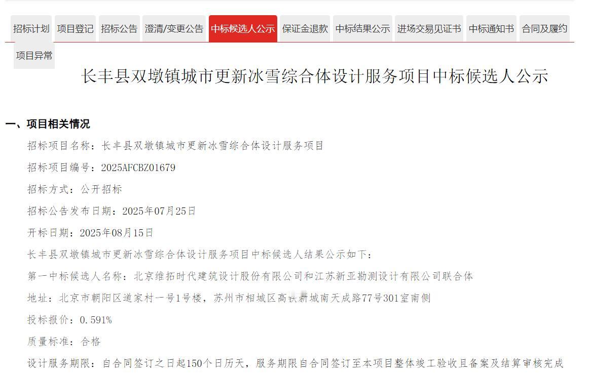 中南建筑设计院股份有限公司和安徽省城建设计研究总院股份有限公司联合体，中标投资1