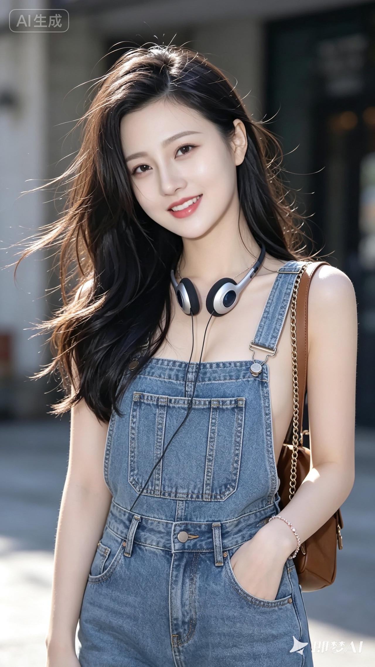 夏日清新牛仔风，耳机随身听，元气满满的一天！🌞👒🎧