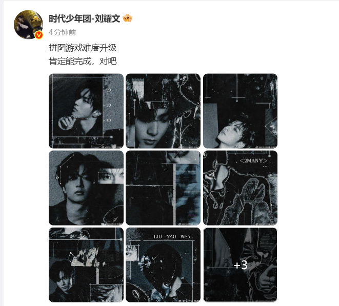 刘耀文2MANY十二宫格拼图 