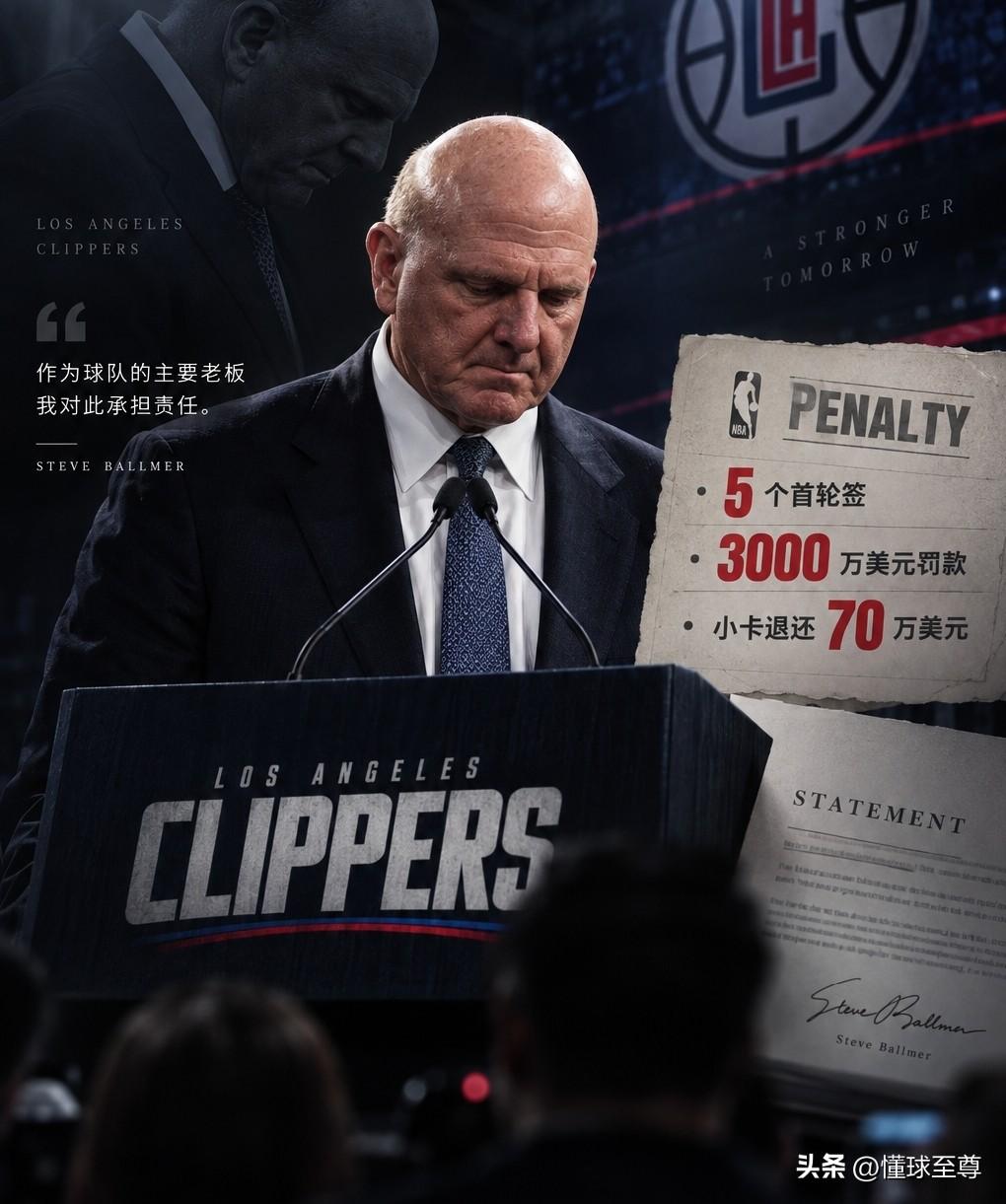 强龙压不过地头蛇，快船老板鲍尔默认怂接受NBA处罚！

今天快船老板鲍尔默发布正