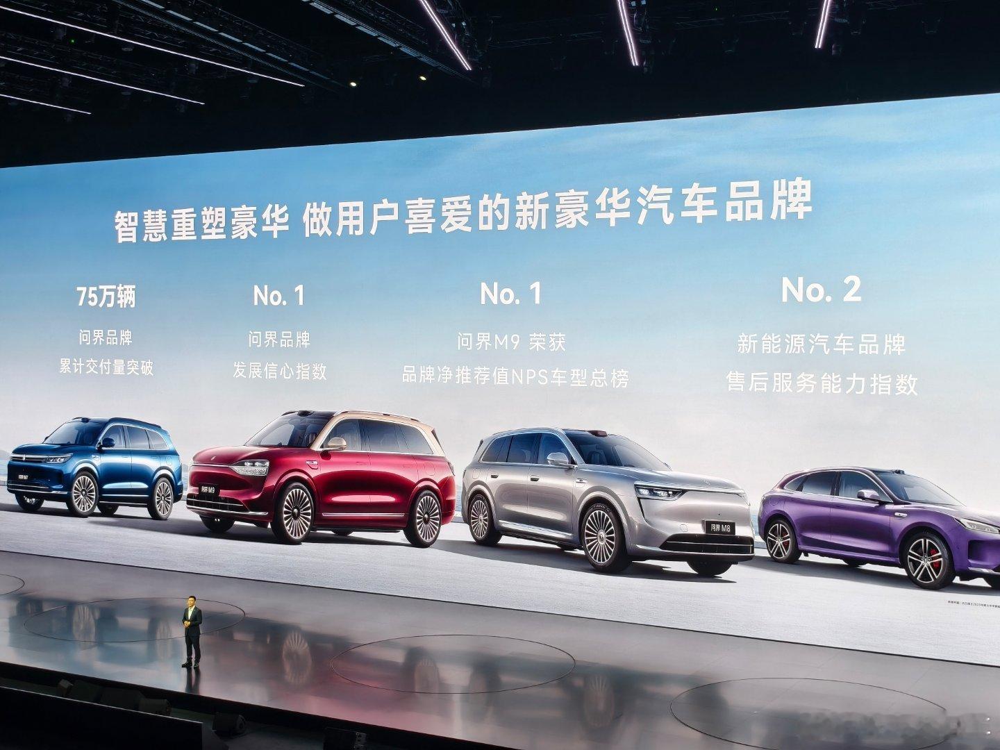 智界及问界秋季新品发布会 问界品牌累计交付突破75万辆，问界M9荣获品牌NPS总