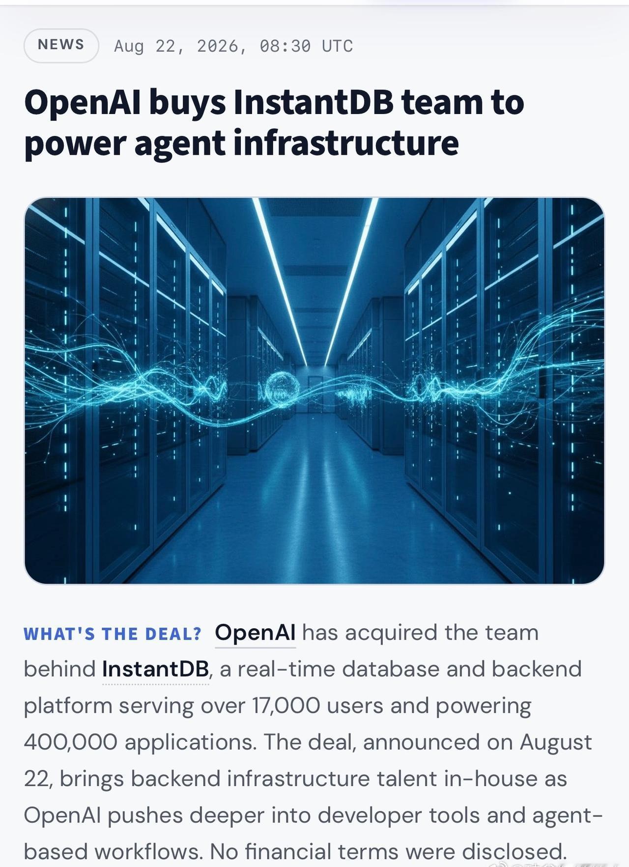 最近有消息称，OpenAI收购了InstantDB开发团队。InstantDB是