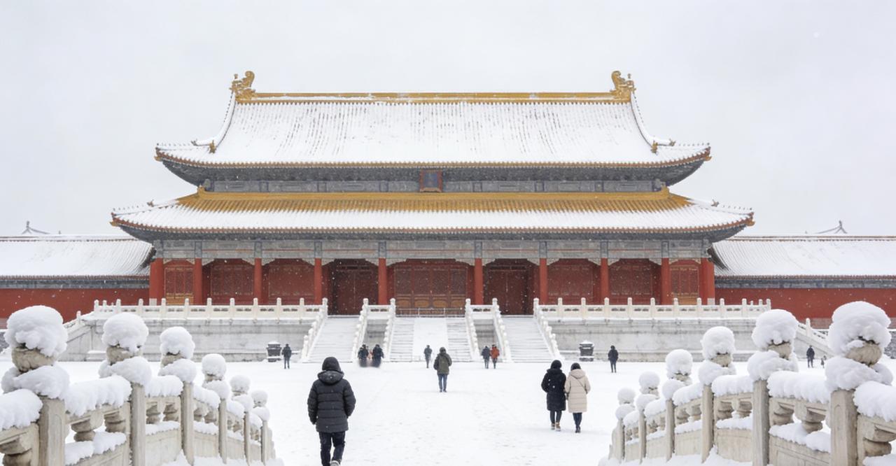 当中式建筑换上雪景皮肤，每一帧都是美学暴击

灰瓦覆上皑皑白絮，朱红檐角挂满冰凌