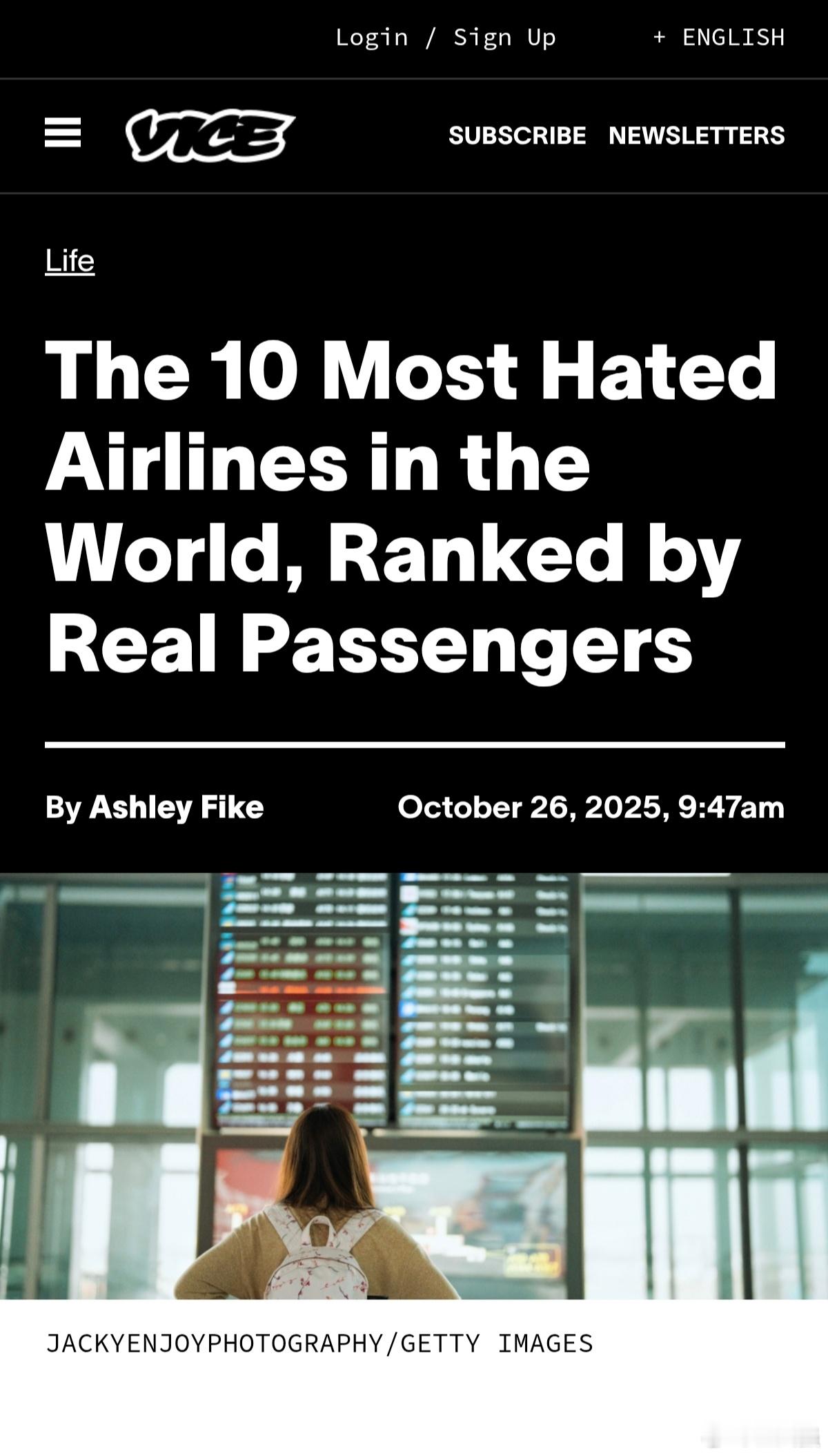 【美国航空成为“全球最糟航空公司”！一年遗失数百件行李】近日，英媒公布了一份最新